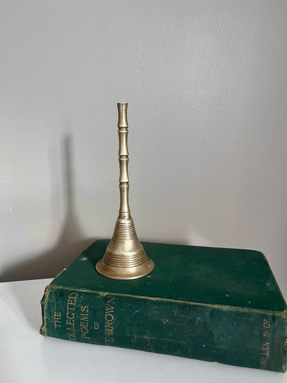 Brass Bell with Tall Tapered Handle - Gold Tone